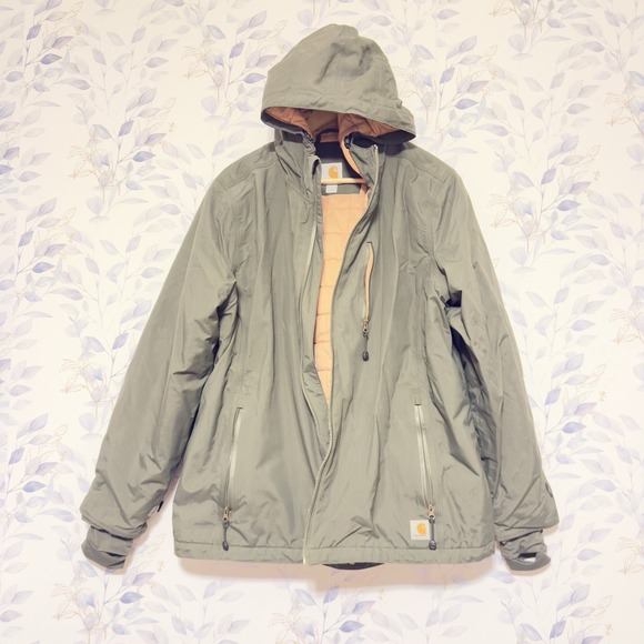 Carhartt Jackets & Blazers - Carhartt Storm Defender Rare Green & Pink Hooded Jacket Women Xl Zipper To Fix